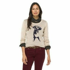 🐶 Tan & navy blue dog sweater